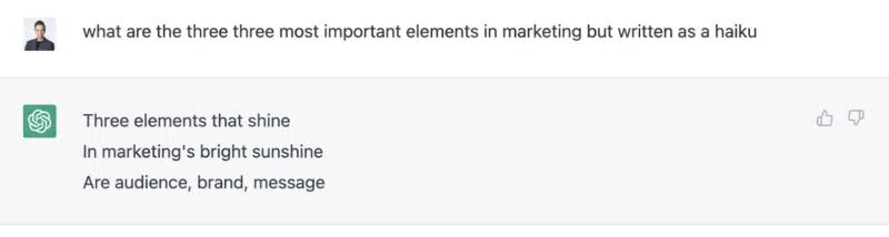 ChatGPT question - marketing elements