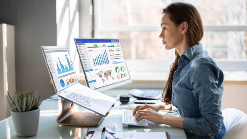 Marketer looking at analytics dashboard