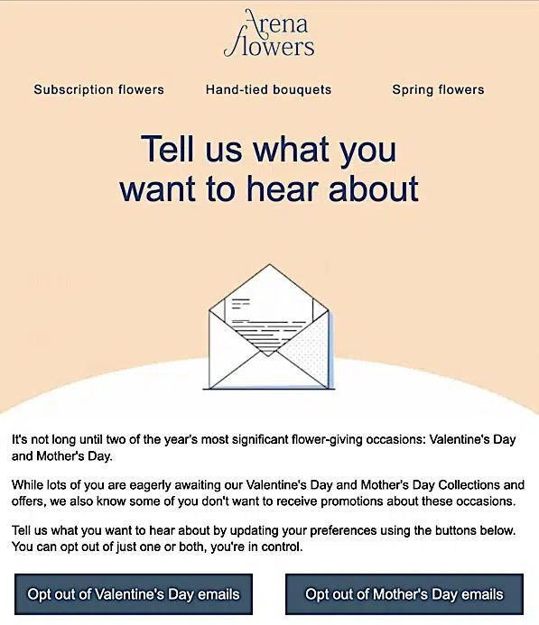 Mother's day opt-out email