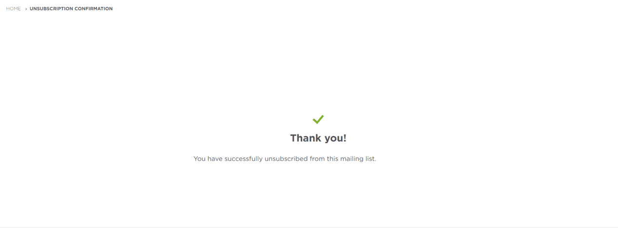 Unsubscribe confirmation