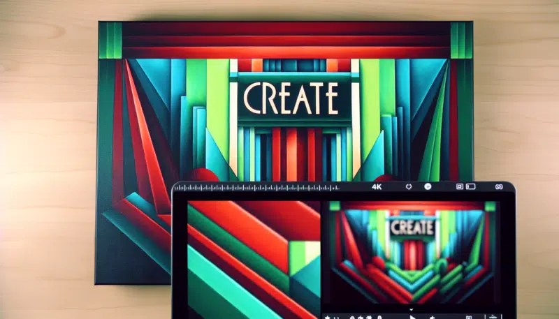 AI generated image: The word "CREATE" painted in modern style on canvas