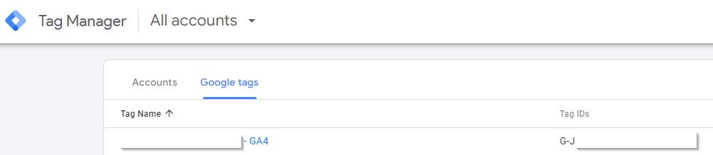 Tag Manager - Accounts