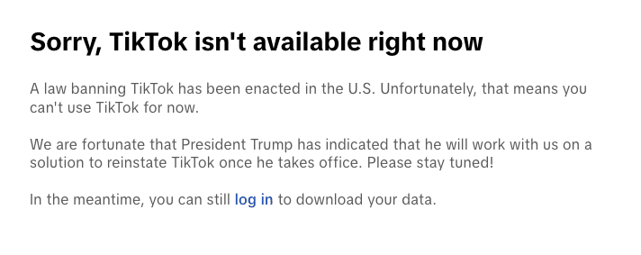 TikTok gets banned in the US.