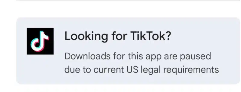 TikTok unavailable on Google Play.