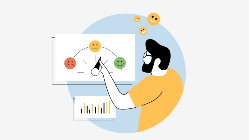 Sentiment analysis concept with positive, negative and neutral emotions