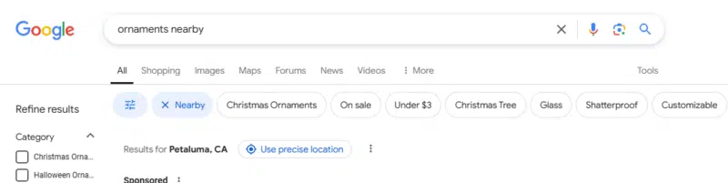 Google search for ornamentys nearby