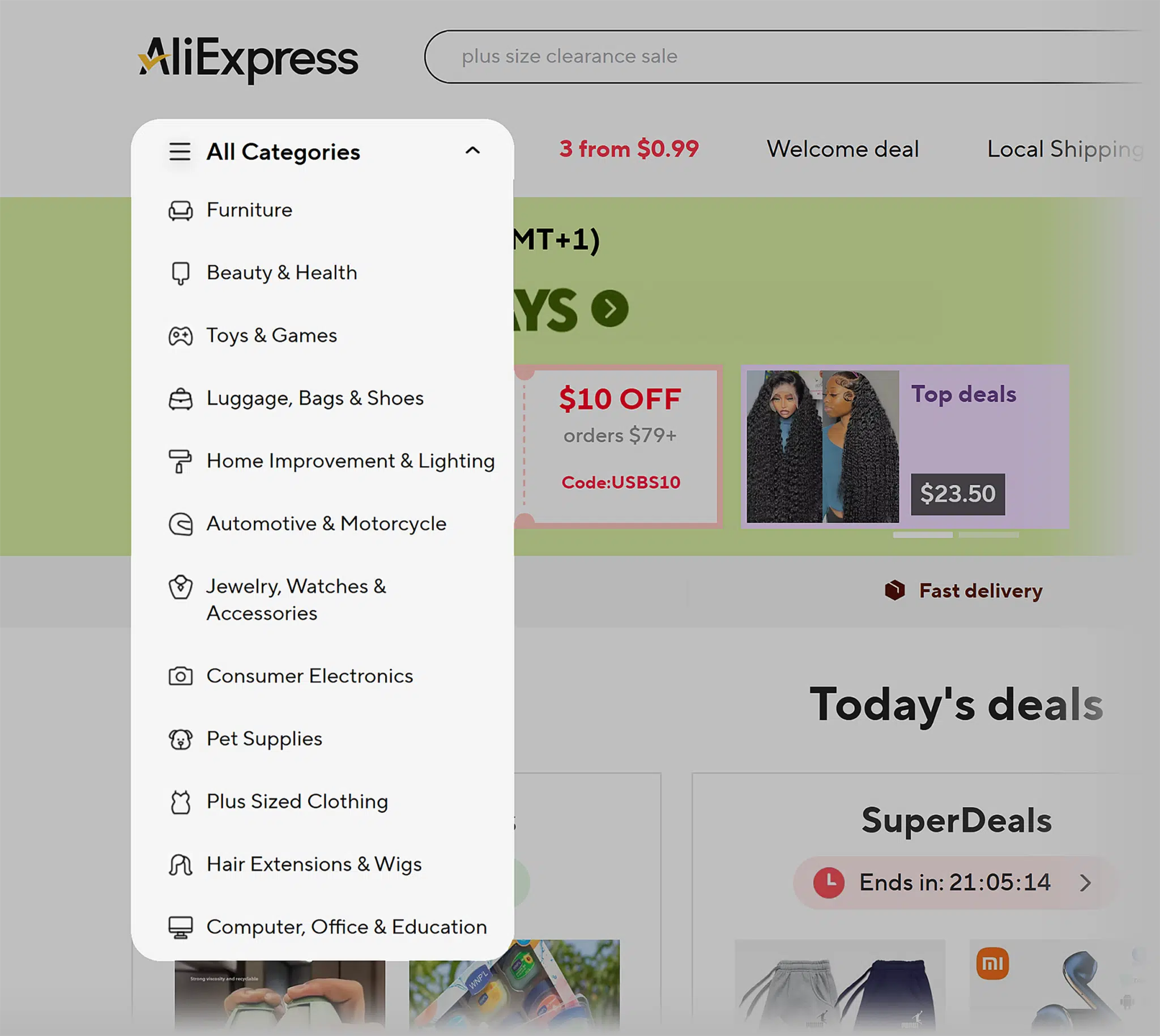 Aliexpress Menu 1