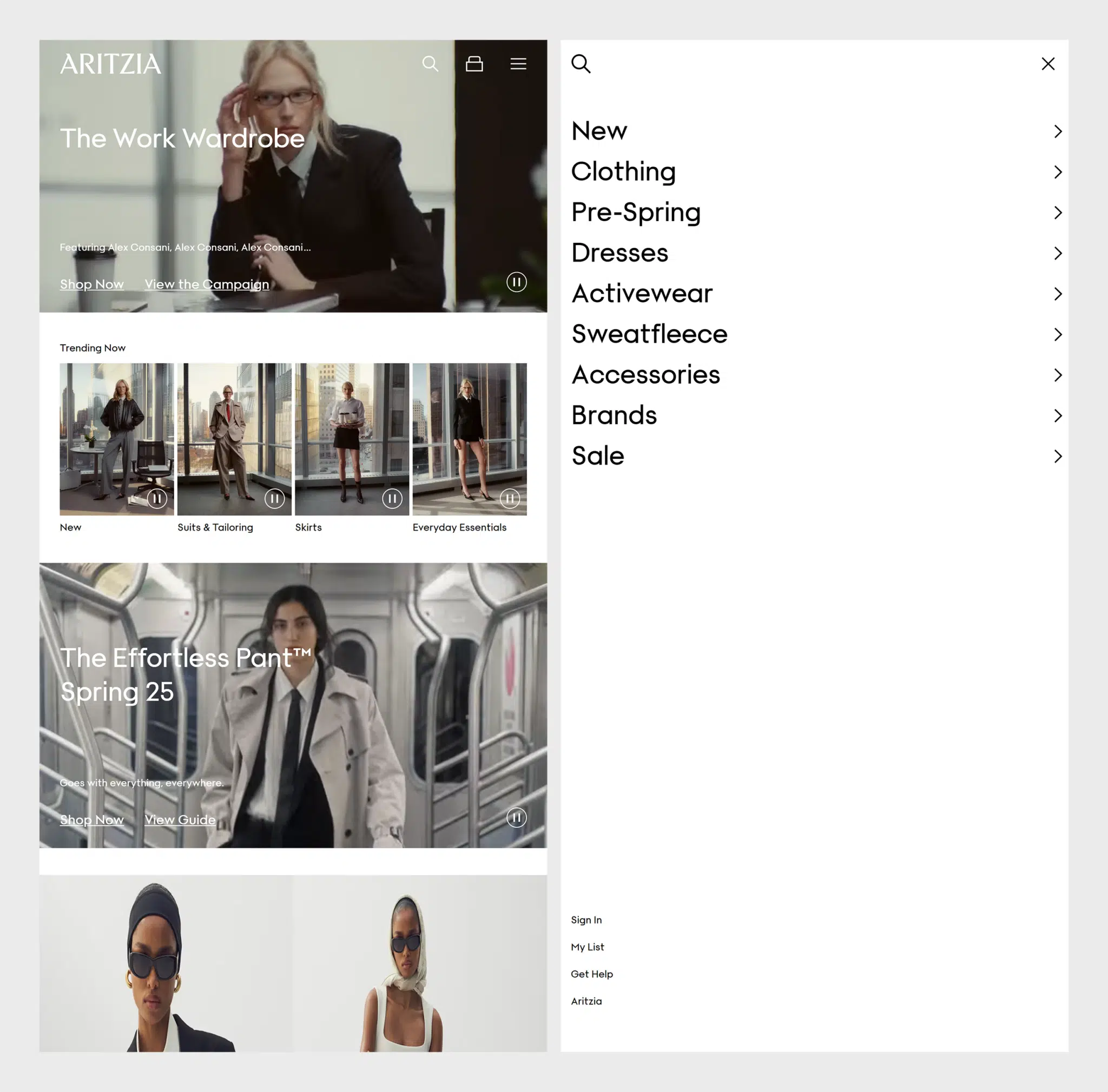 Artizia Menu