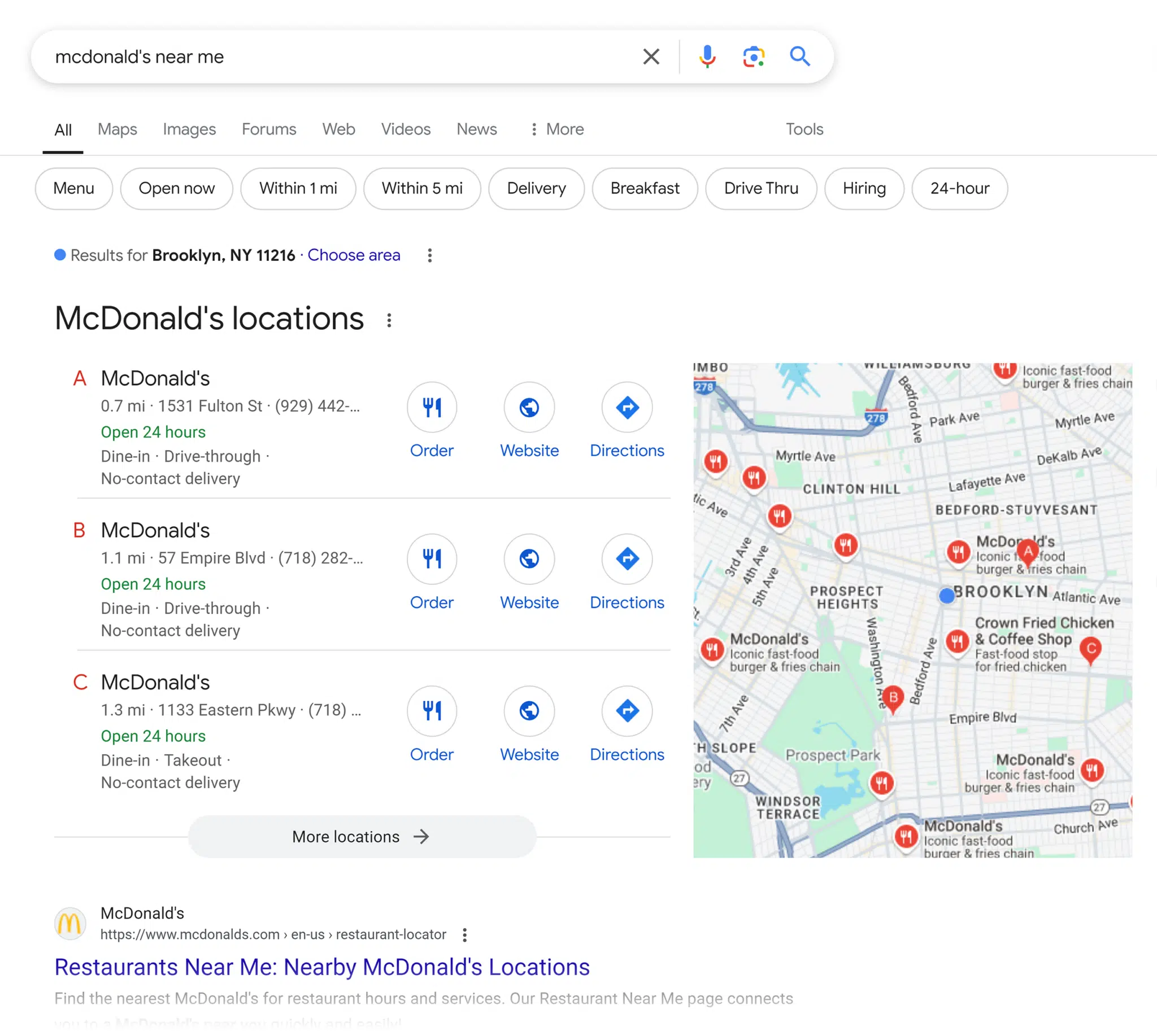 Google Serp Mcdonalds Locations