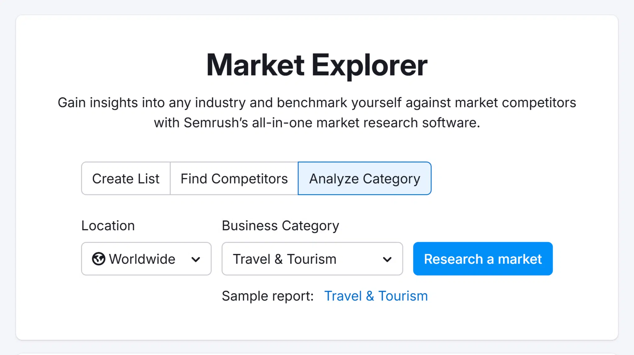 Market Explorer Travel Tourism