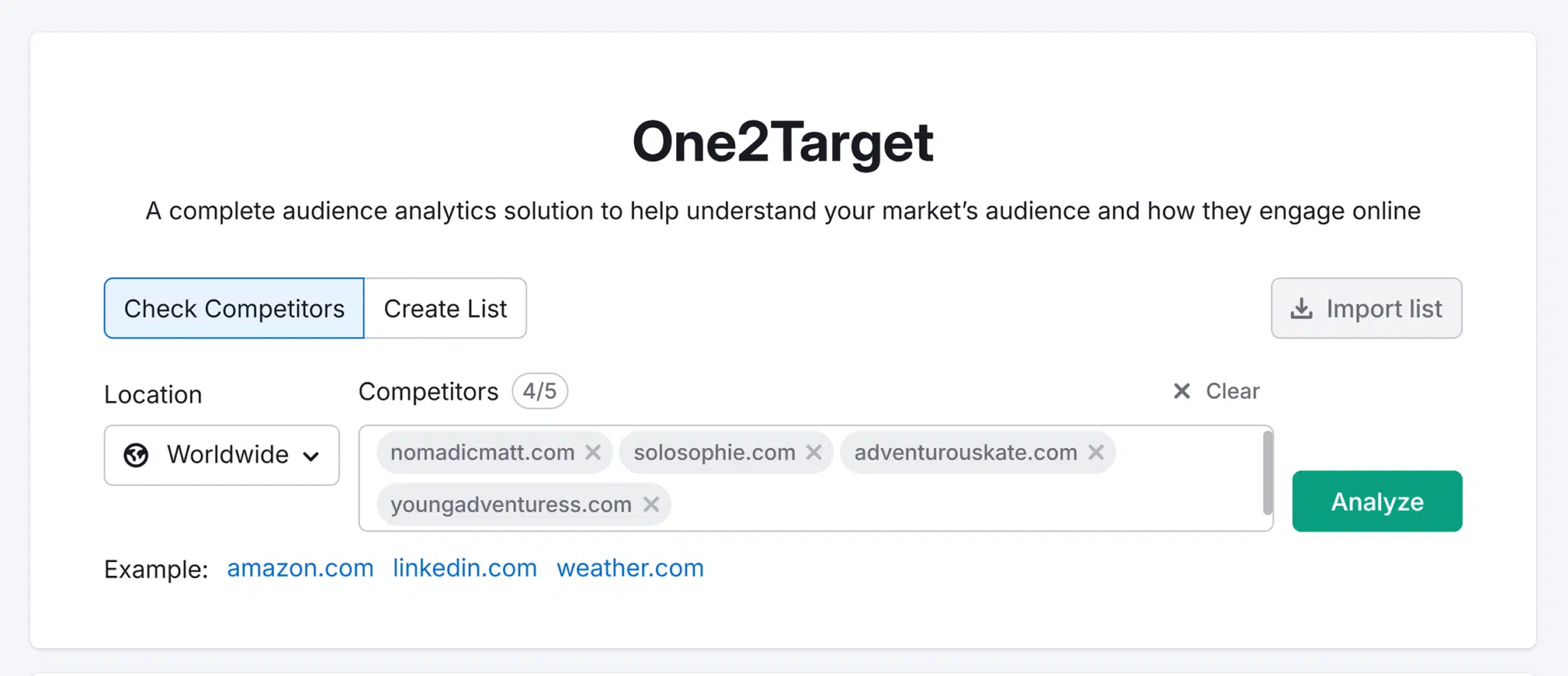 One2target Search Travel