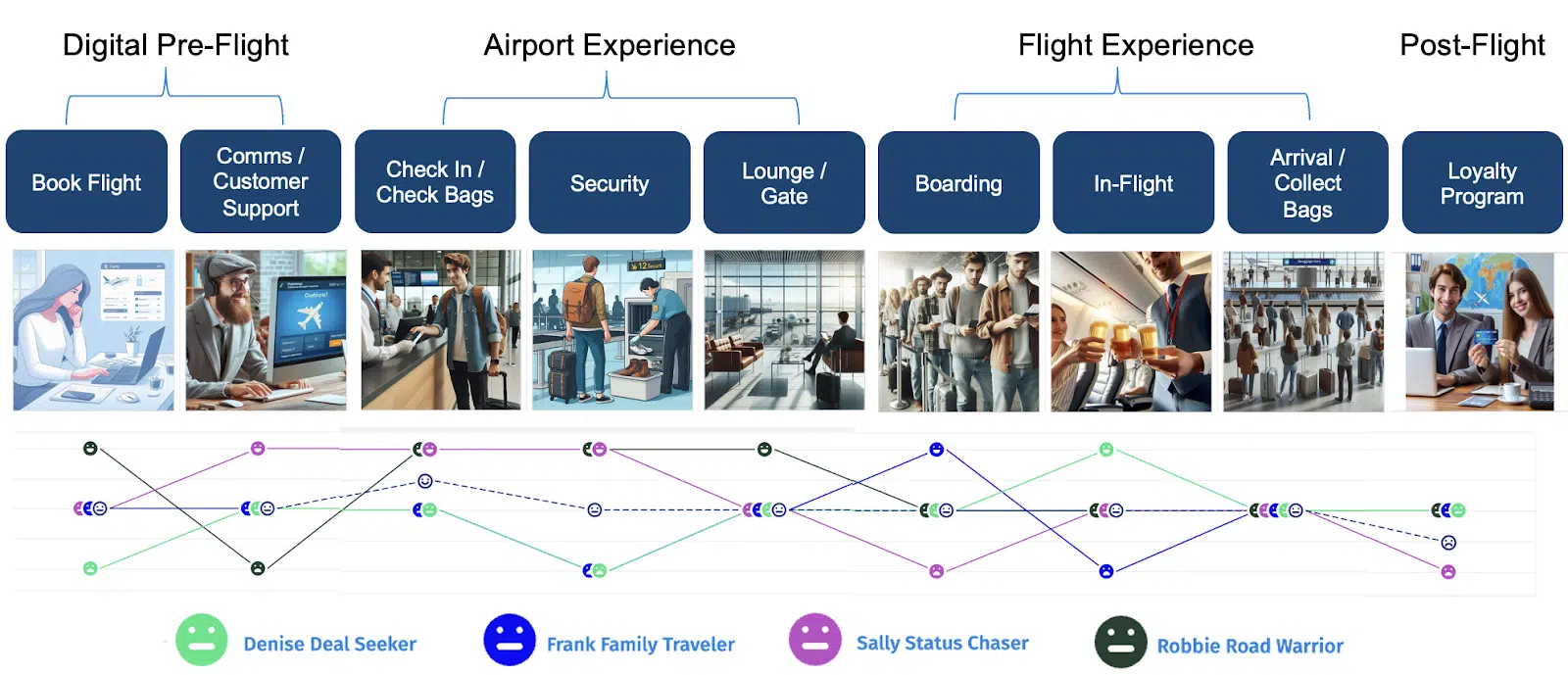 Airline tracking customer sentiment across different personas