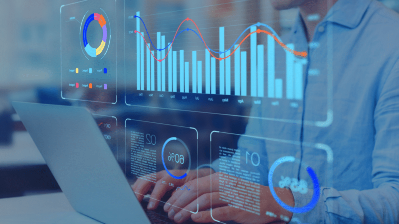 Data analyst working on business analytics dashboard