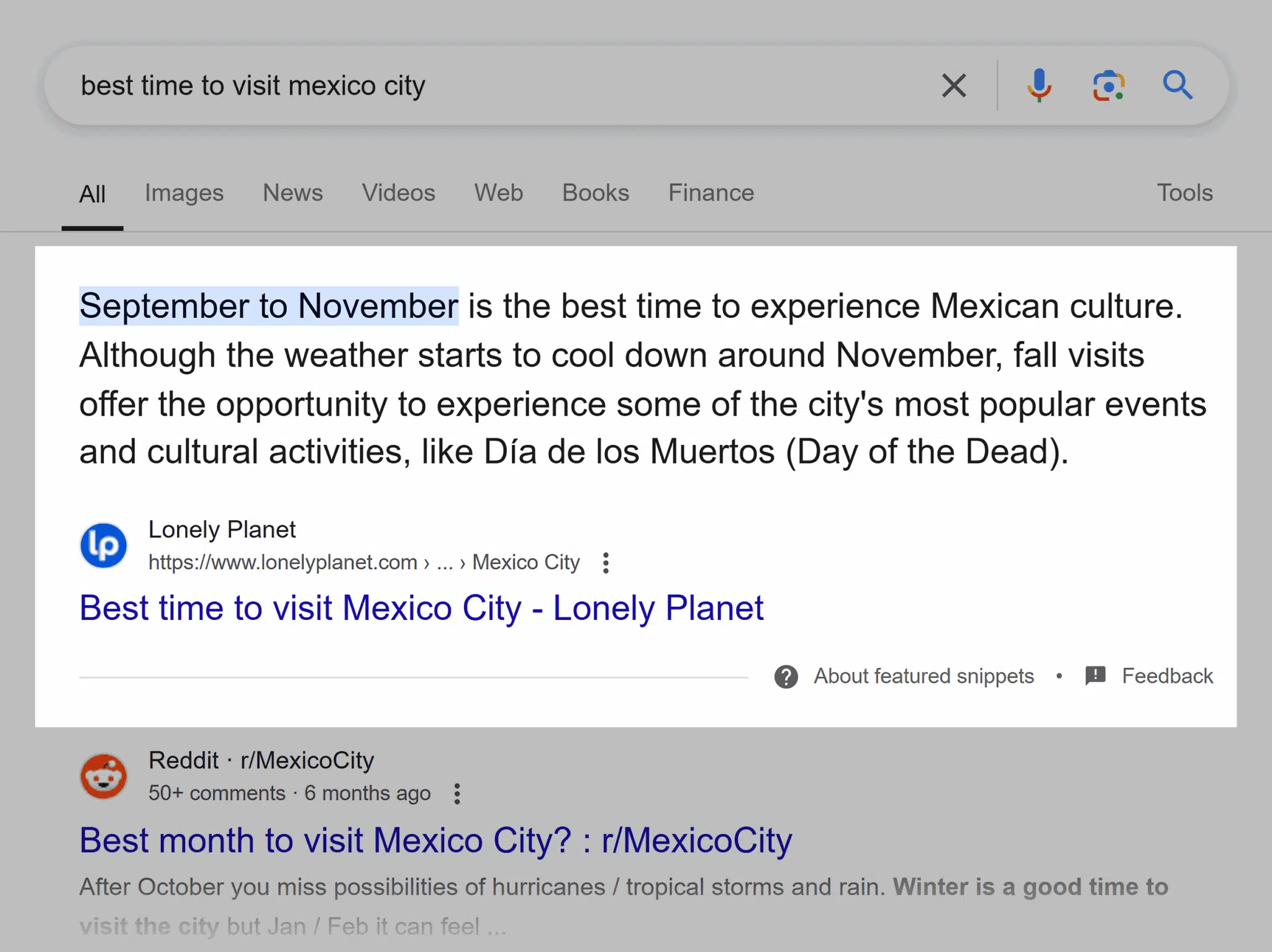 Google Serp Best Time To Visit Mexico City Featured Snippet Scaled