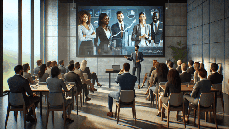 A marketing team attending a meeting.