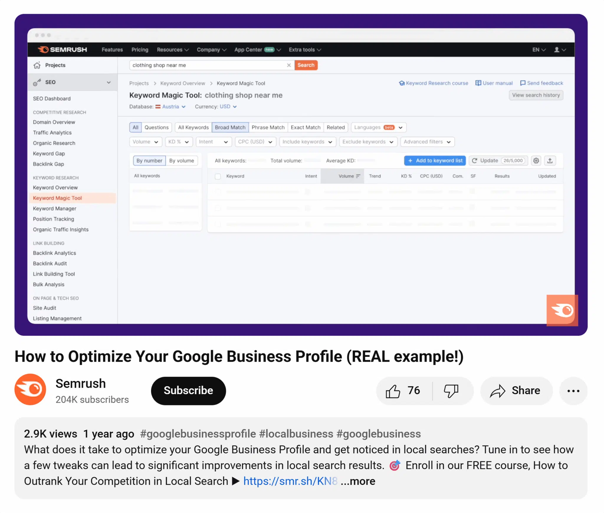 Youtube Semrush Optimize Your Gbp Scaled