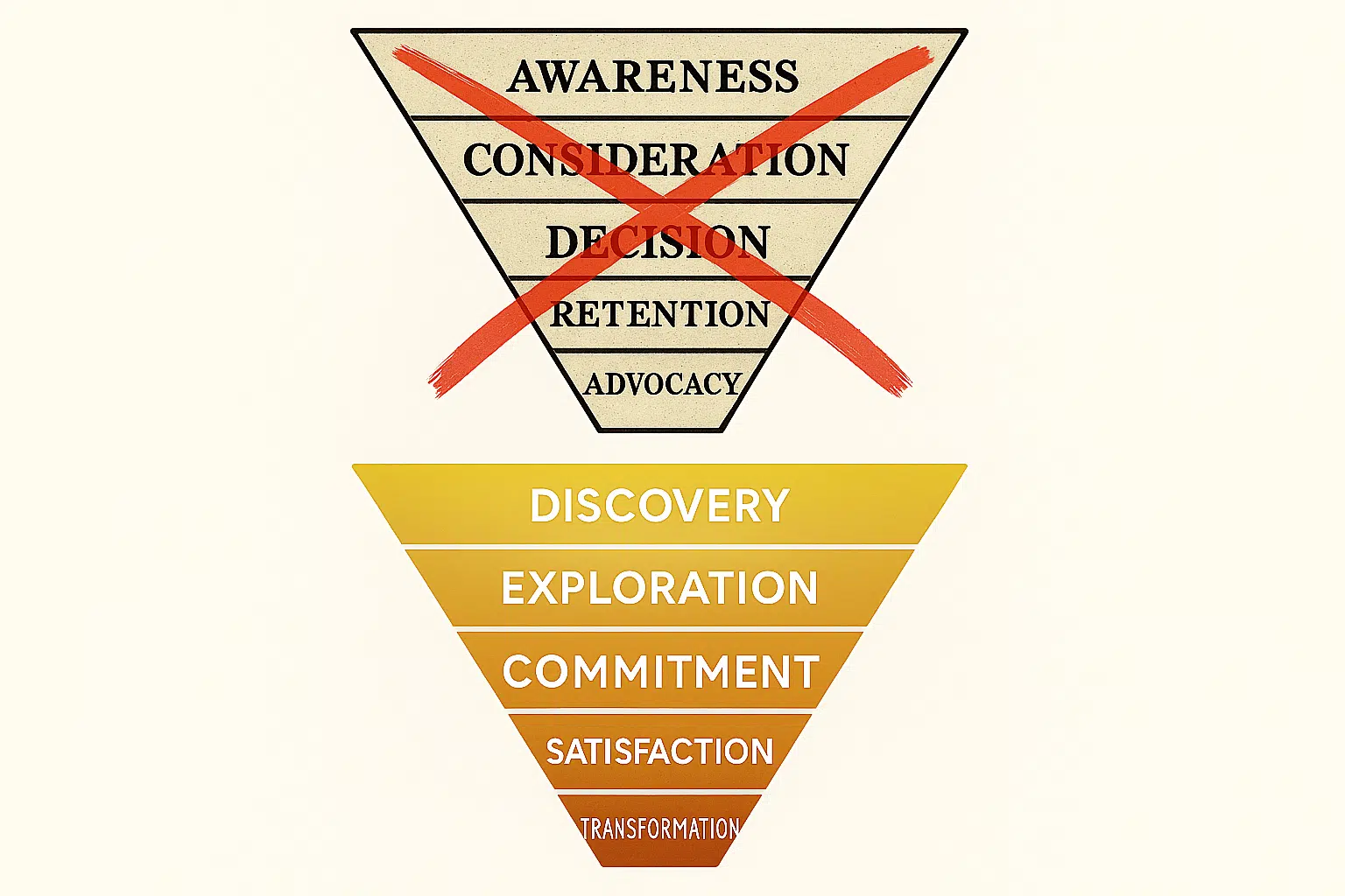 The old funnel vs. the new funnel.