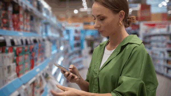Woman-choosing-cosmetics-in-a-store