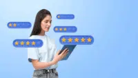 Woman-giving-a-customer-experience-rating