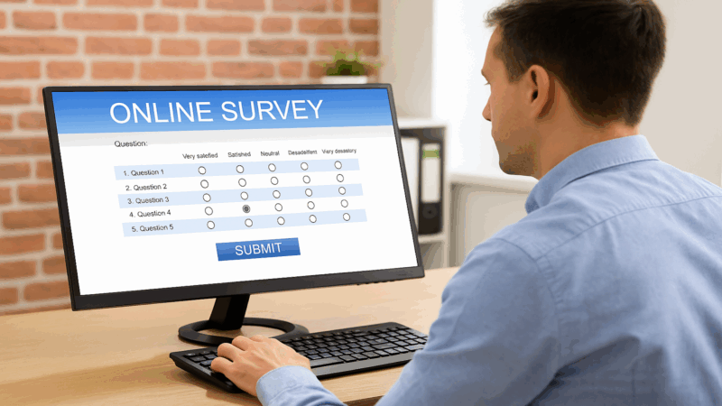A person taking an online survey.
