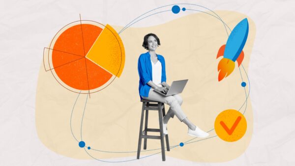Creative-artwork-collage-of-happy-businesswoman