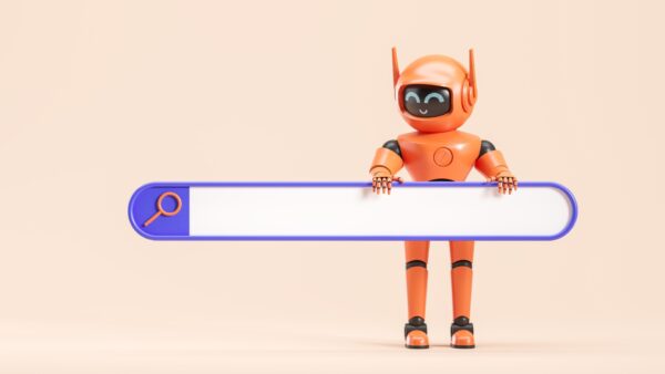 Robot-AI-holding-big-empty-search-bar
