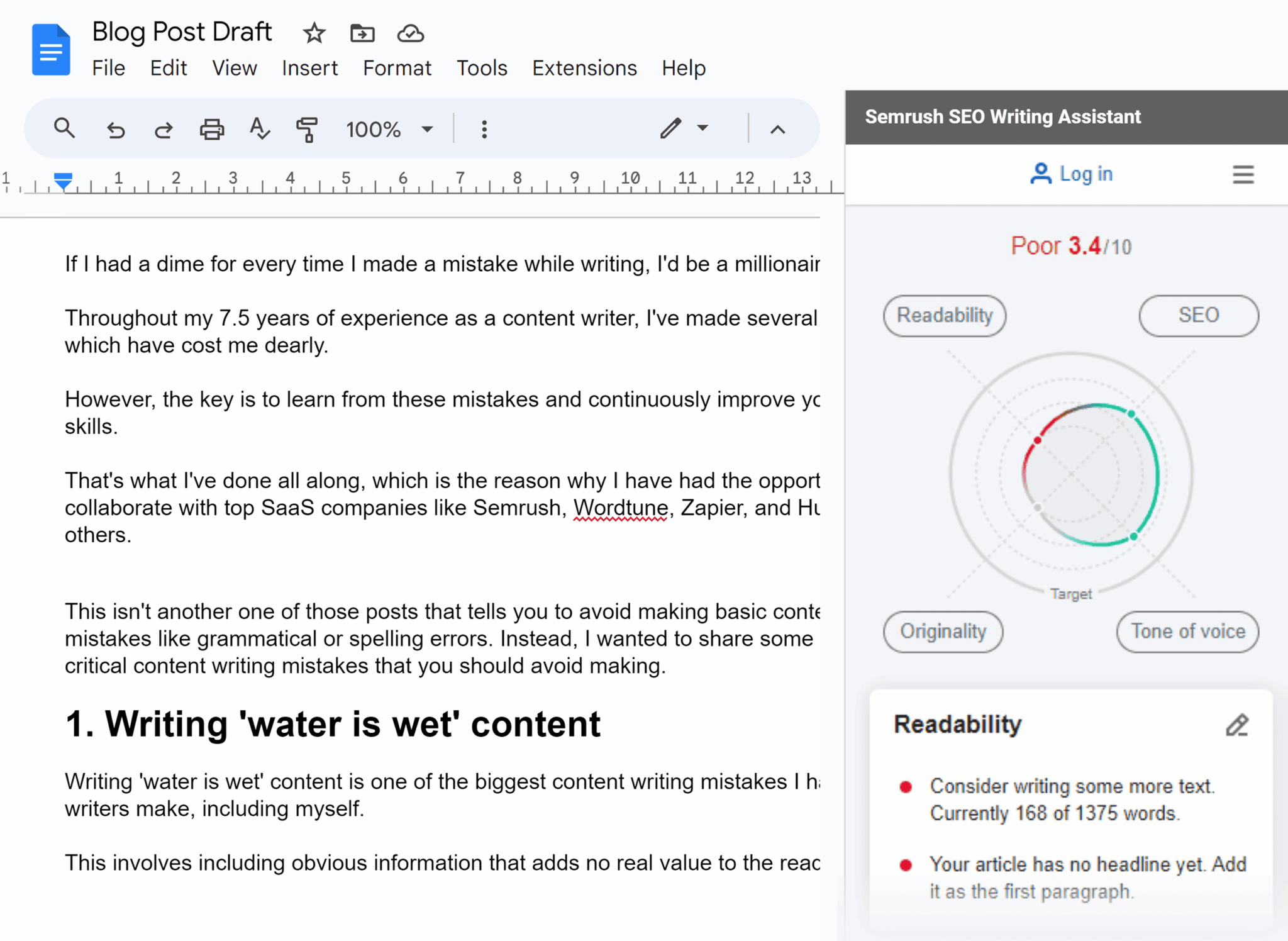 Google Docs Semrush Writing Assistant Scaled