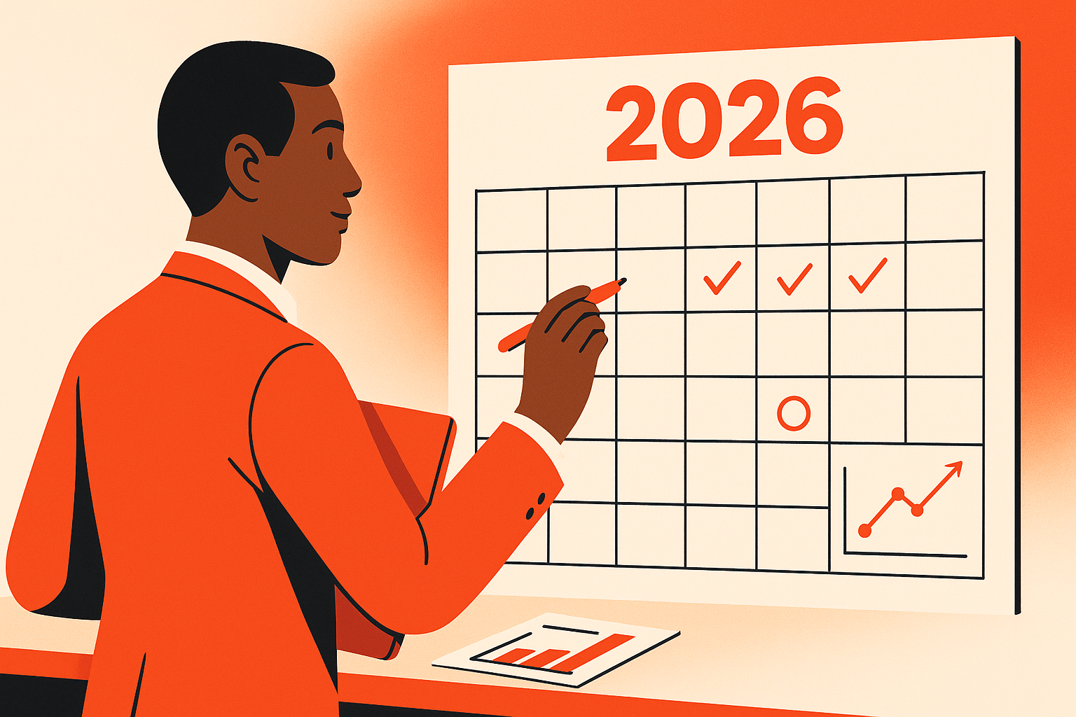 A marketer looks at a calendar of 2026.