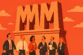 People Looking At An MMM Statue In Fear