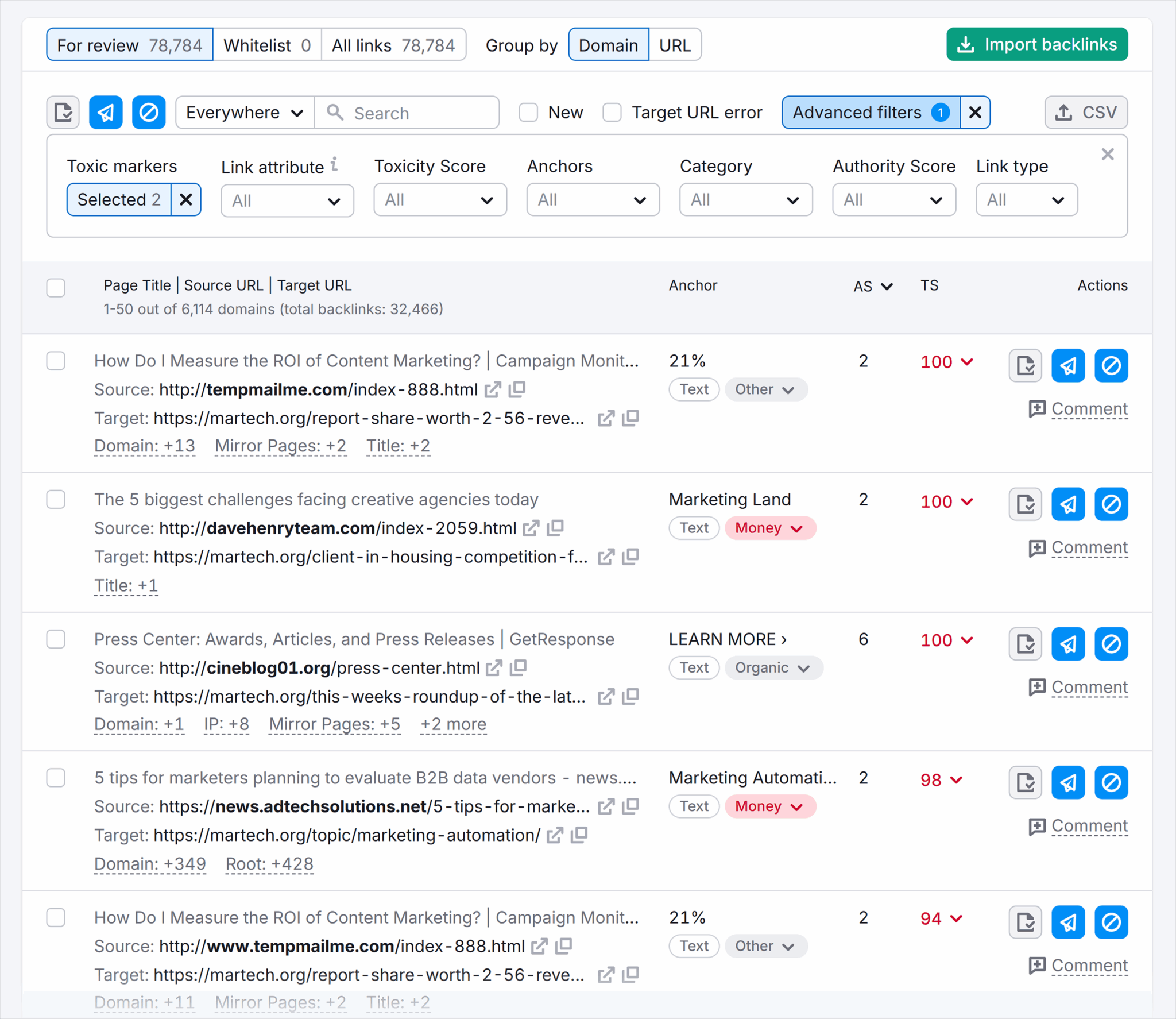 Backlink Audit Martech Audit Advanced Filtered Results Scaled