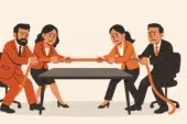 people-playing-tug-of-war-over-a-conference-table-conflict-alignment-misalignment