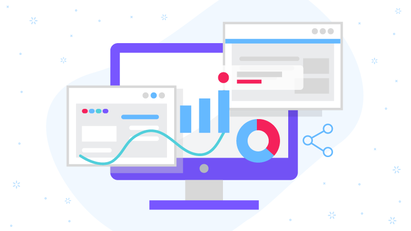 Ilustração de uma tela de computador exibindo gráficos e análises de desempenho de e-mail representando métricas de capacidade de entrega.