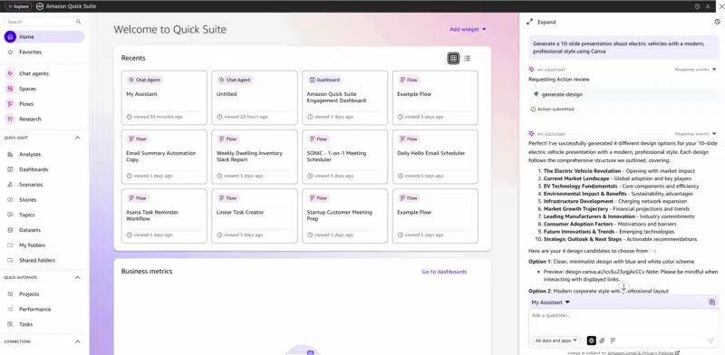 An Amazon Quick Suite prompt for Canva.