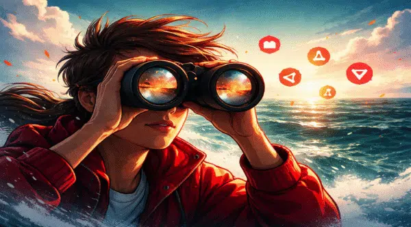 Brand-visibility-AI-search-GEO-woman-with-binoculars-looking-for-brands